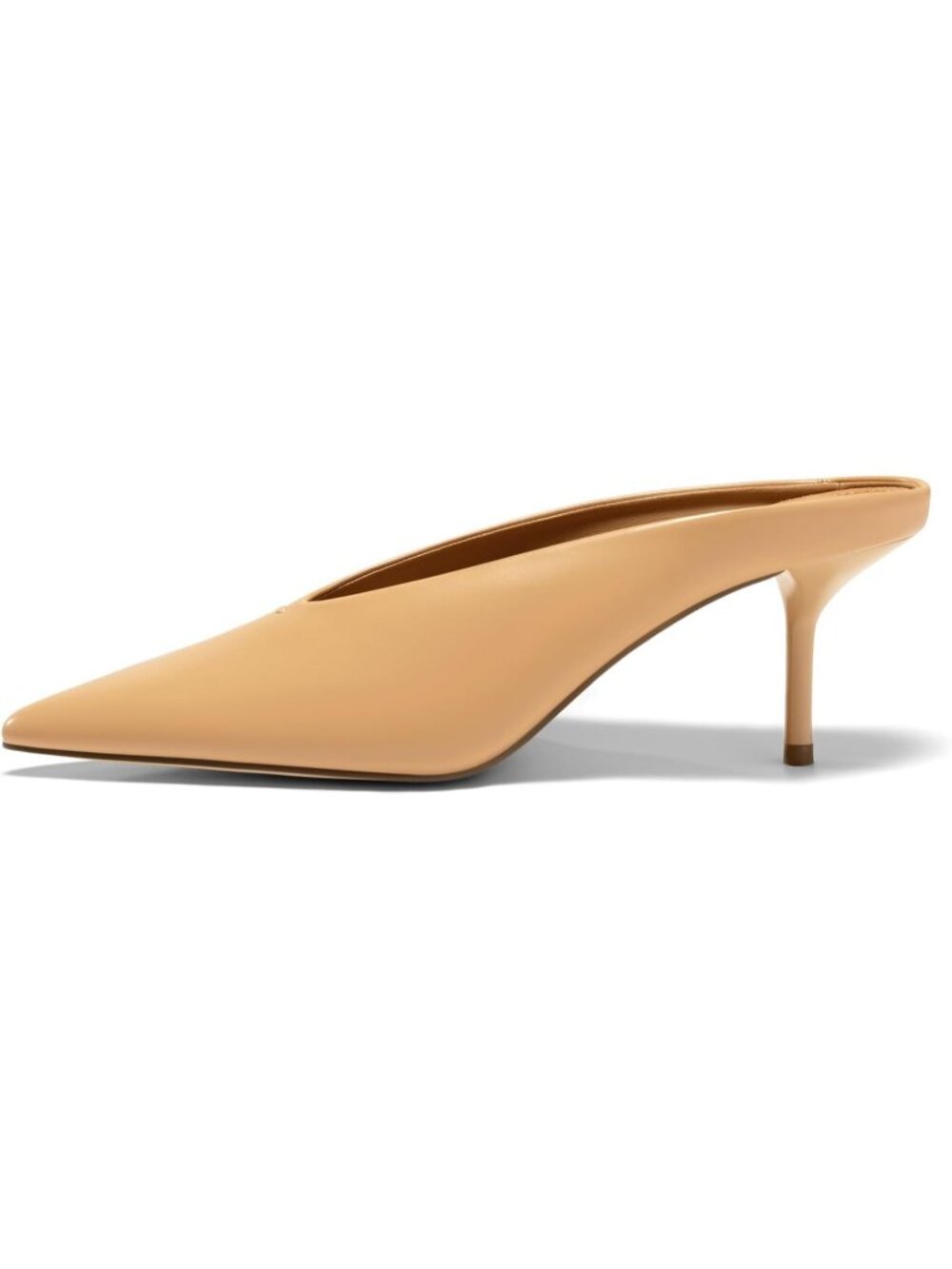 Women's Khaki High Heels Closed Pointed Toe Slide Sandals Slip On Summer Mules